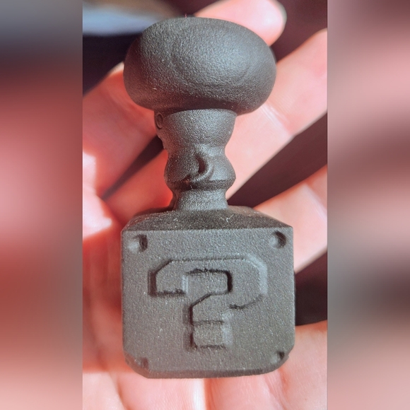 Super Mario Toad On Block Black Obsidian Crystal Stone Carving. Mushroom - Picture 2 of 6